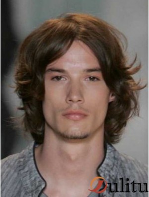 Auburn Lace Front perruque droite longueur de cheveux humains pour hommes