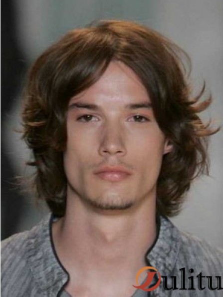 Auburn Lace Front perruque droite longueur de cheveux humains pour hommes