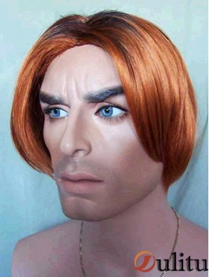 Lace Front Auburn 8 pouces Droite Synthétique Nature Regardant Mans Perruques