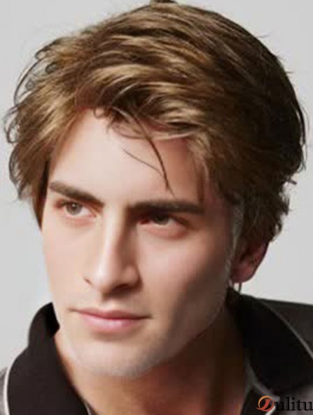 Blonde capless droite remy perruques courtes humaines pour les hommes modèles
