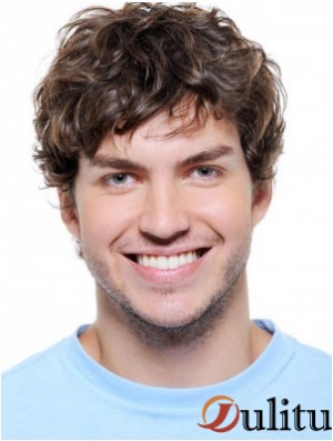 Perruques de cheveux courts synthétiques ondulées Auburn Lace Front pour hommes