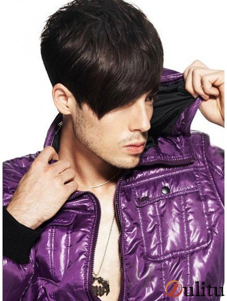 Perruques de cheveux humains droites capless courtes droites pour hommes