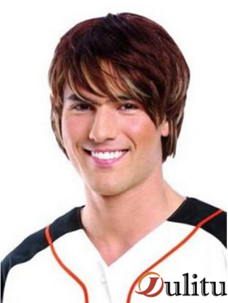 Lace Front Auburn Remy Human Short Straight Perruques Mans
