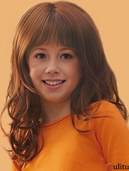 Curly Long Auburn Synthetic Lace Front Perruques pour enfants