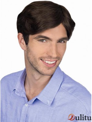 Perruque professionnelle attachée à la main 100% humaine Remy droite brune pour hommes