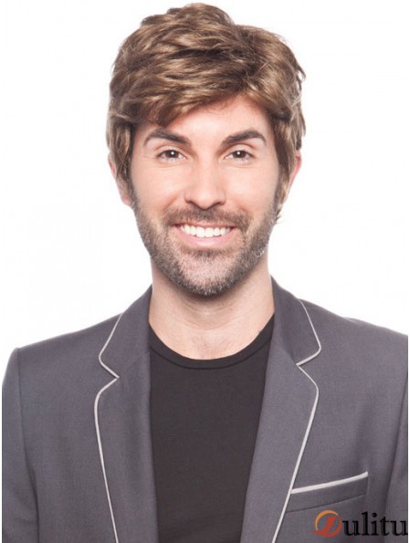 Brown 100% attaché à la main Remy perte de cheveux raides humains chez les hommes
