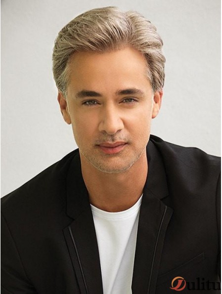 Perruques droites pour hommes blond platine 4 pouces