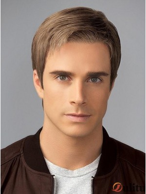 Blonde droite sans frange 4 pouces perruques pour hommes