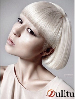 Lace Front Bobs Short Straight 10  inchPlatinum Blonde Great Fashion Perruques