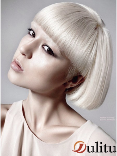 Lace Front Bobs Short Straight 10  inchPlatinum Blonde Great Fashion Perruques