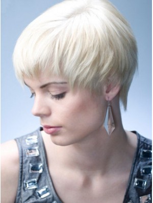 Perruques de mode naturelles courtes droites grises capless de 8 pouces