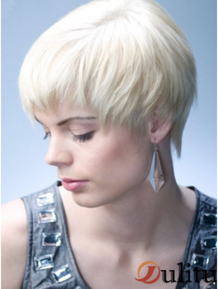 Perruques de mode naturelles courtes droites grises capless de 8 pouces