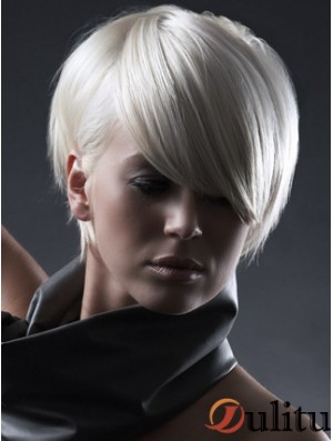 Capless Boycuts courte droite 8 pouces conçu perruques de mode
