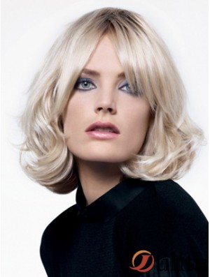 Lace Front Layered Chin Length Wavy 12  inchPlatinum Blonde Popular Fashion Perruques