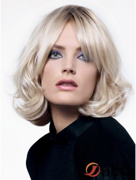 Lace Front Layered Chin Length Wavy 12  inchPlatinum Blonde Popular Fashion Perruques