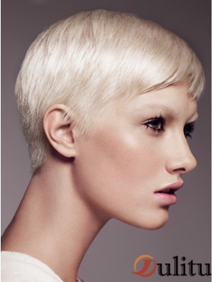 Capless Boycuts Short Straight 8  inchPlatinum Blonde Fabulous Fashion Perruques