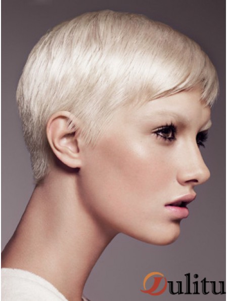 Capless Boycuts Short Straight 8  inchPlatinum Blonde Fabulous Fashion Perruques