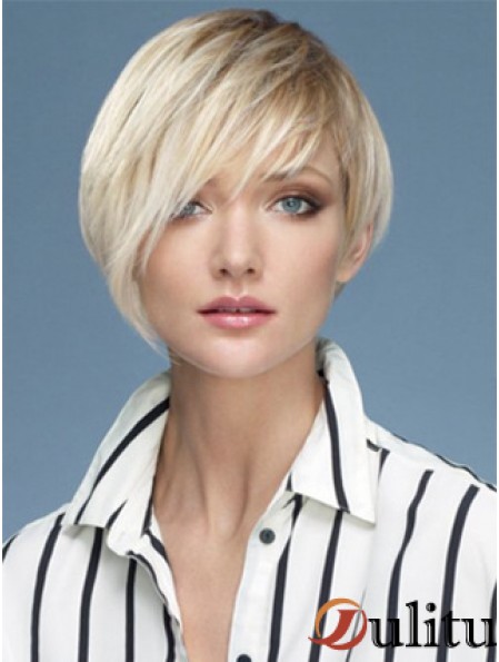 Capless boycuts courte droite 10 pouces platine platine blonde impertinente perruques de mode