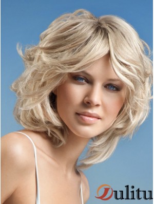 Full Lace Layered Chin Length Wavy 12 pouces Platinum Blonde Cheap Fashion Perruques