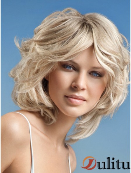 Full Lace Layered Chin Length Wavy 12 pouces Platinum Blonde Cheap Fashion Perruques