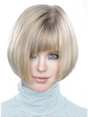 Monofilament Bobs court droit 10 pouces platine platine style blonde perruques de mode