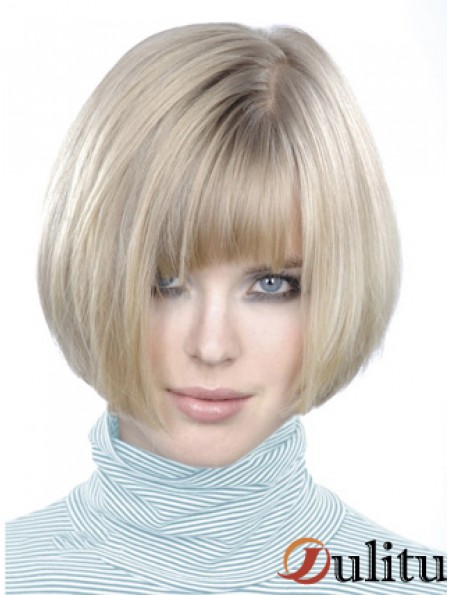 Monofilament Bobs court droit 10 pouces platine platine style blonde perruques de mode