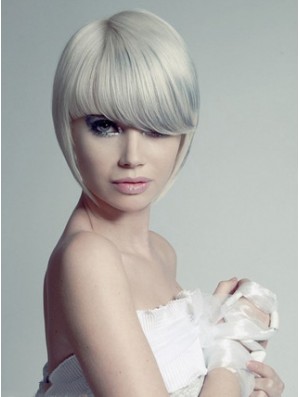 Capless gris court droite 10 pouces coiffures perruques de mode