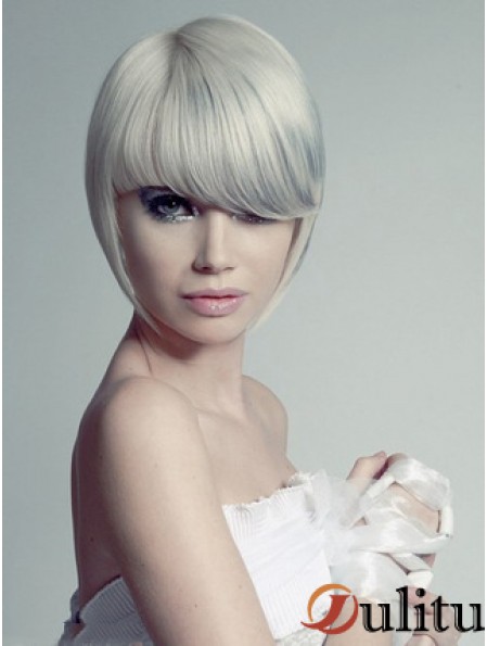 Capless gris court droite 10 pouces coiffures perruques de mode