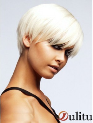 Capless Boycuts court droite 8 pouces Discount perruques de mode