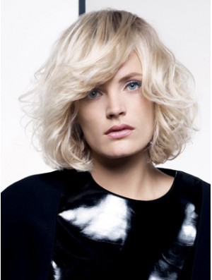 Lace Front Layered Chin Length Wavy 12  inchPlatinum Blonde Fashion Fashion Perruques