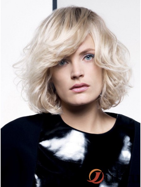 Lace Front Layered Chin Length Wavy 12  inchPlatinum Blonde Fashion Fashion Perruques