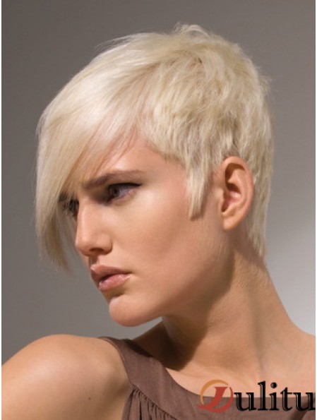 Capless Boycuts Short Straight 8  inchPlatinum Blonde Perruques de mode élégantes