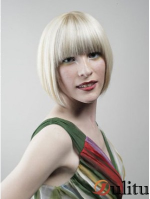 Full Lace Bobs Chin Longueur Droite 10 pouces Platine Blonde Conçu Mode Perruques