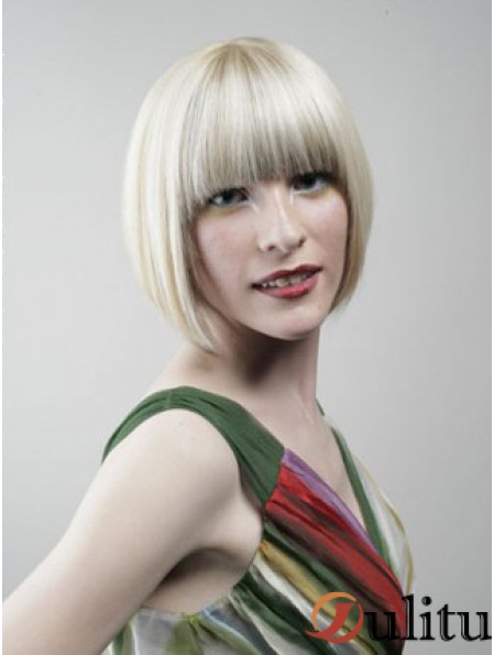 Full Lace Bobs Chin Longueur Droite 10 pouces Platine Blonde Conçu Mode Perruques