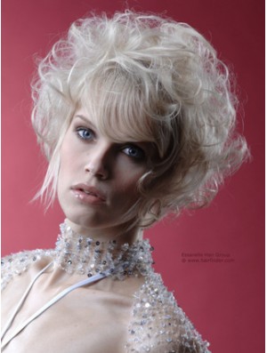 Monofilament Gris Court Bouclés 10 pouces Platine Blonde Perfect Fashion Perruques