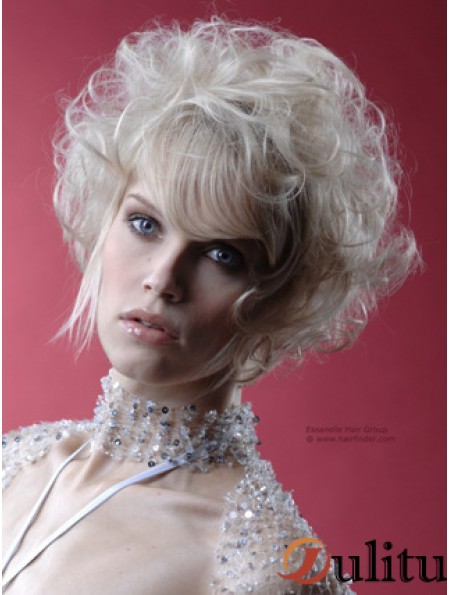 Monofilament Gris Court Bouclés 10 pouces Platine Blonde Perfect Fashion Perruques