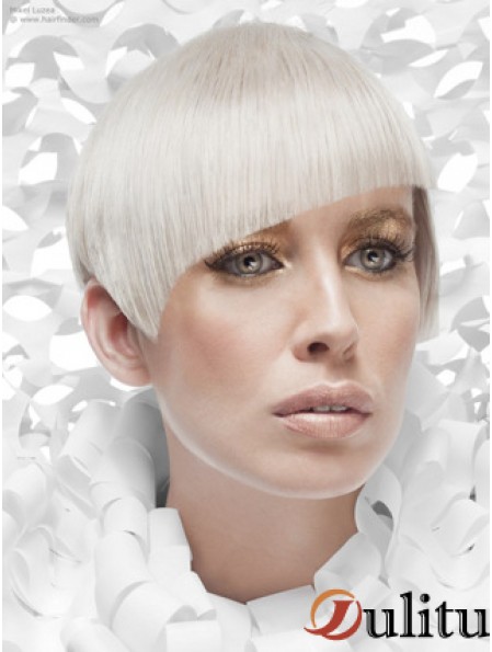 Lace Front Boycuts Short Straight 8 pouces Platinum Blonde moins cher perruques de mode