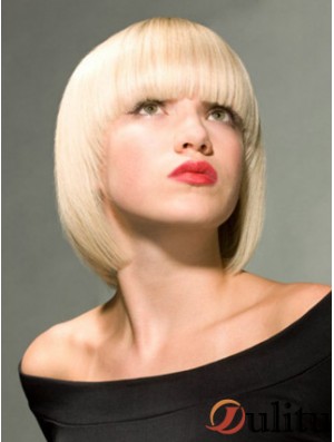 Full Lace Bobs Chin Longueur Droite 10 pouces Platinum Blonde Perruques de mode en ligne