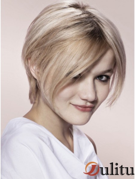 Capless gris court droite 8  inchperruques de mode de mode blonde