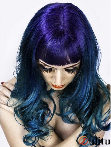 20  inchOmbre / 2 Tone Long avec Bangs Wavy Perruques en dentelle les moins chères