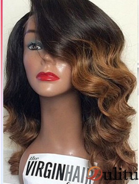 Ombre / 2 Lale Front Wavy With Bangs Black Femme recherchant 100% cheveux humains
