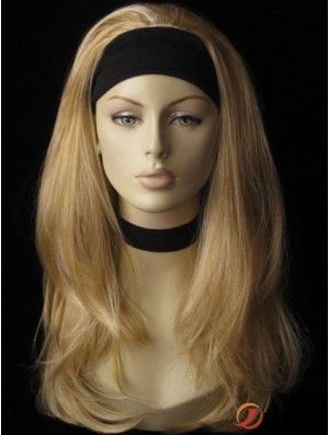 Perruques synthétiques blondes longues et droites à prix abordable