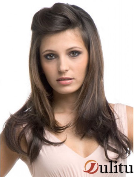 Long Wavy Brown moins cher demi perruques synthétiques