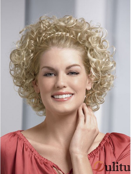Perruques synthétiques à la mode à la mode blonde bouclée