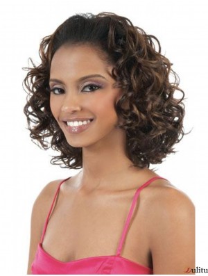 Perruques bouclées brésiliennes de cheveux bruns remy longueur 3/4 3/4