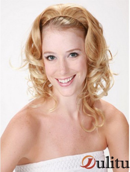 Demi-perruques synthétiques bouclées de style blonde