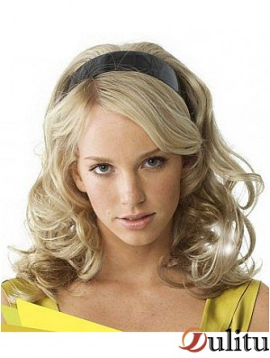 Longues ondulées blondes magnifiques demi-perruques synthétiques
