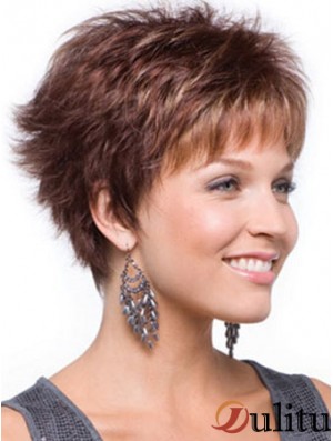 Auburn Cropped Wavy Boycuts capless perruque magasins en ligne UK