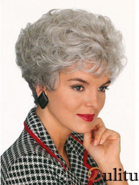 Perruques professionnelles avec coupe courte grise capless style court