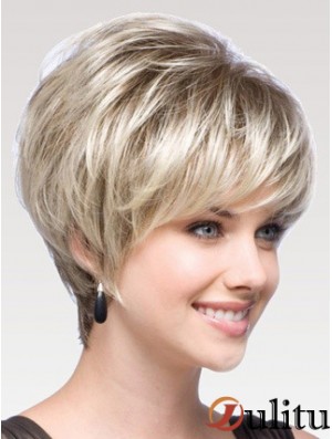 Capless Straight Layered Short 8  inchPerruques de cheveux humains modernes